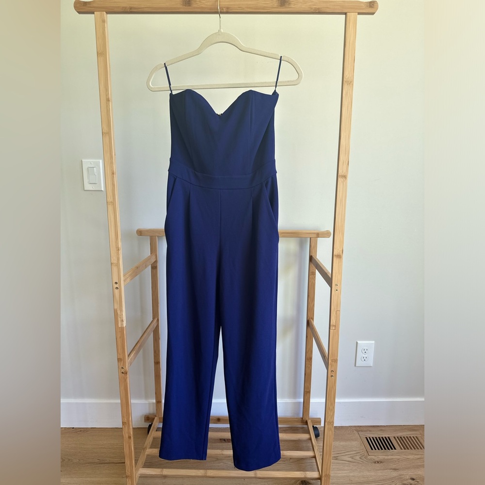Express Size 4 strapless heart shape neck line, purple/blue one piece.